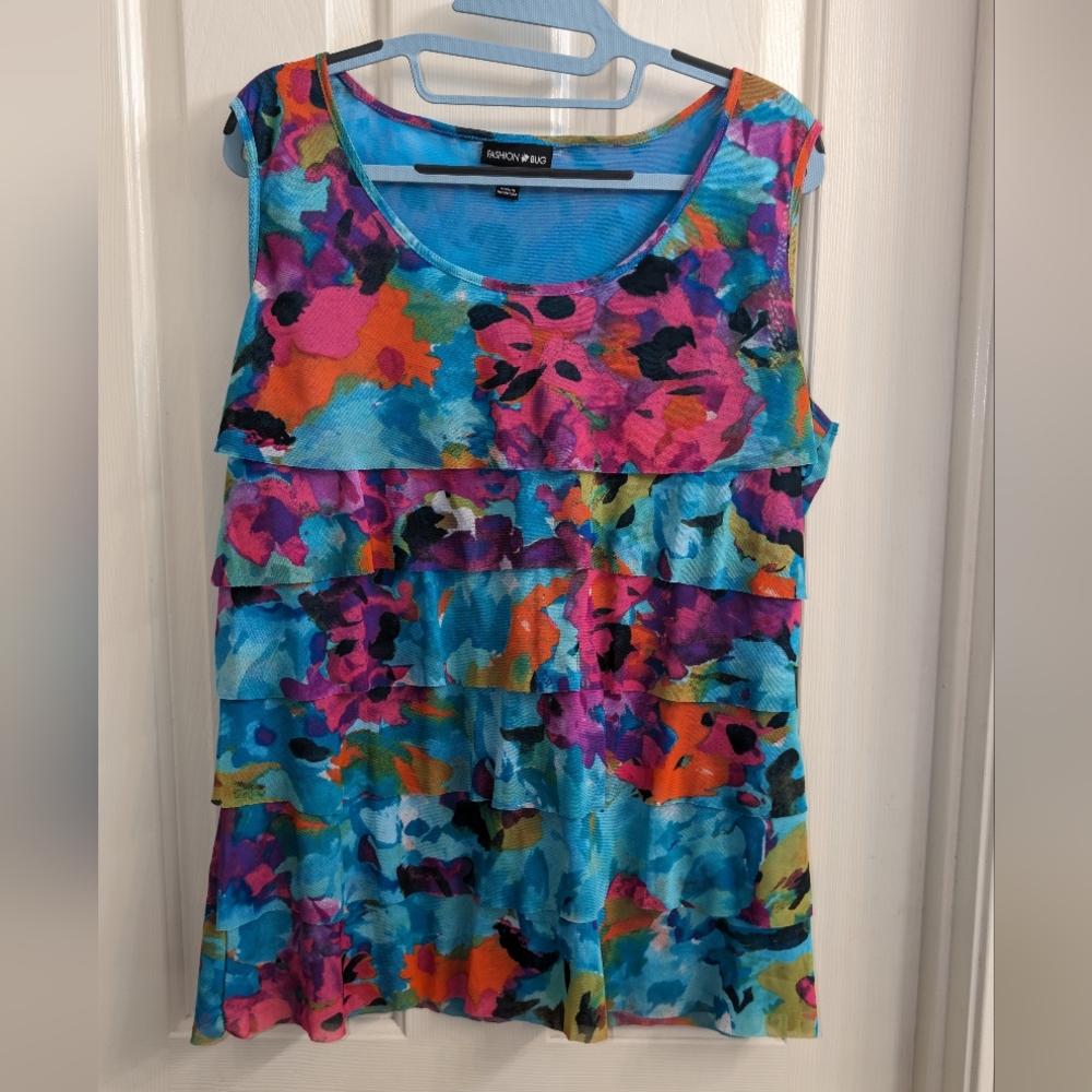 XL Fashion Bug Bright Floral Tank Top Blouse